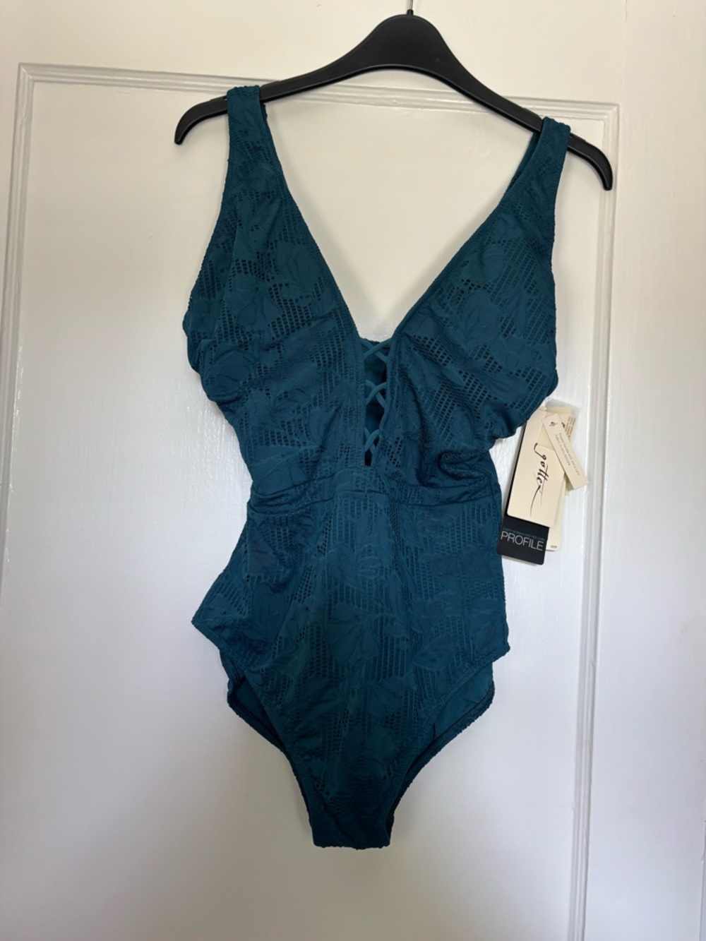 Profile By Gottex Teal Lace-Texture One-Piece Swimsuit